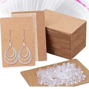100 Earrings & Necklace Display Cards with Earring Backs and Self Closing Bags